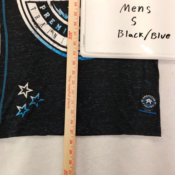 American Fighter Casual Graphic Crew Neck T Shirt Mens Size S Black Blue - Picture 8 of 9